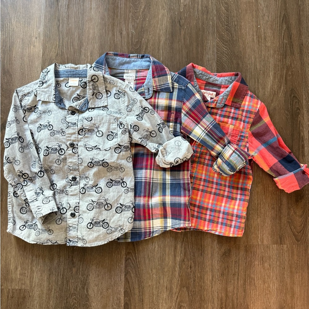 Boys 3 piece bundle of long sleeve button ups 3/4T